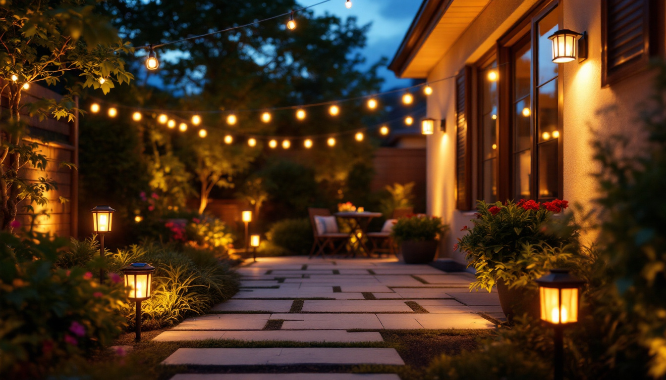 A photograph of a beautifully illuminated outdoor space at dusk