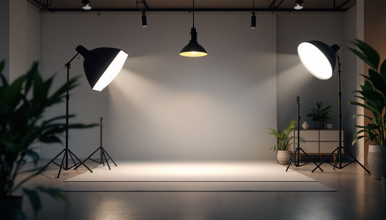A photograph of a modern lighting setup that showcases the innovative design and versatility of contemporary lighting fixtures