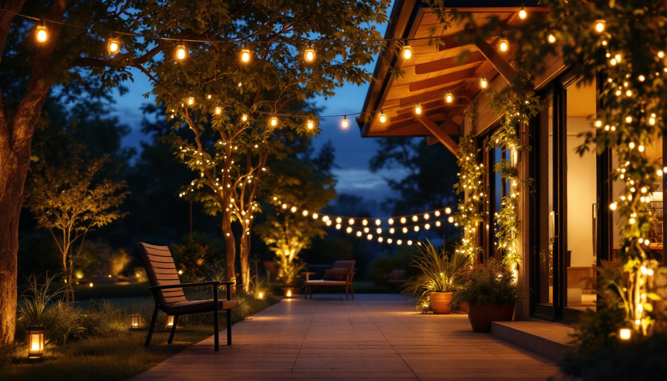 A photograph of a beautifully illuminated outdoor space at dusk