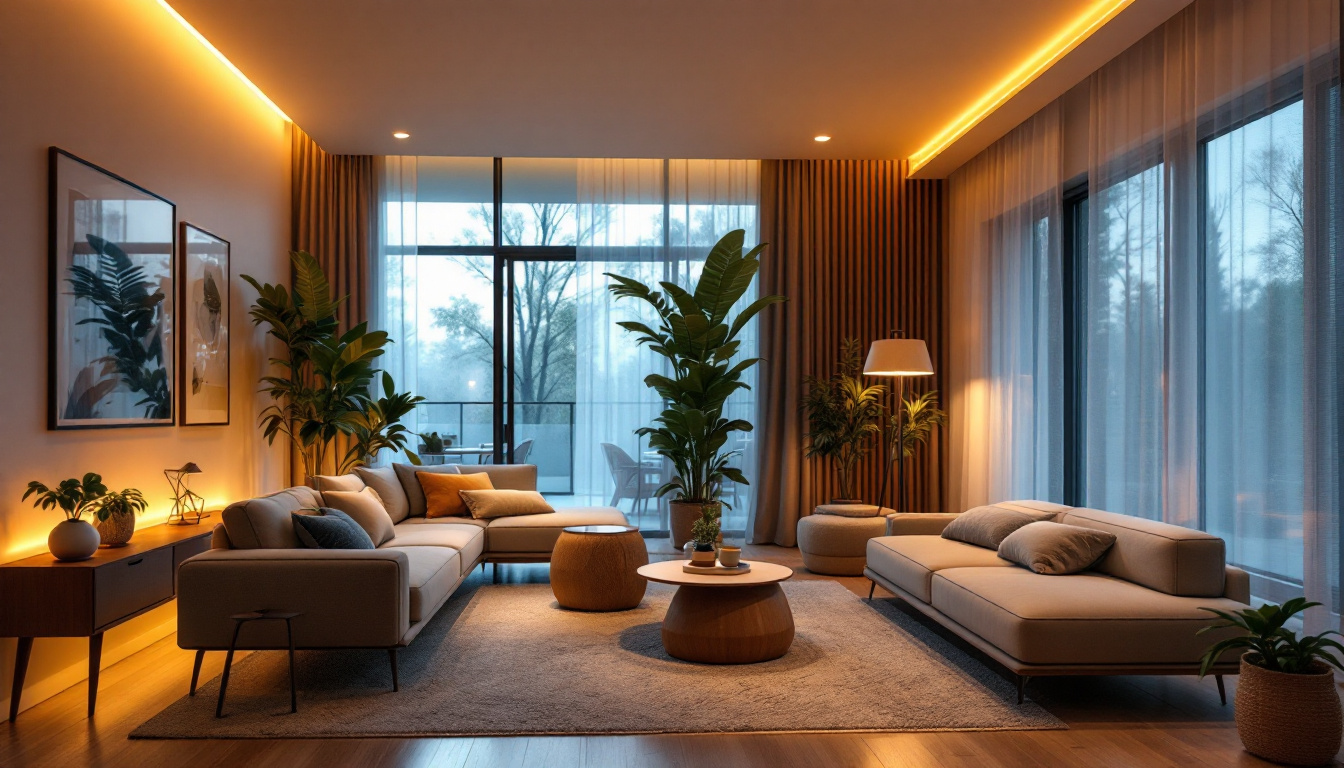 A photograph of a beautifully lit modern living space showcasing retrofitted led recessed lights