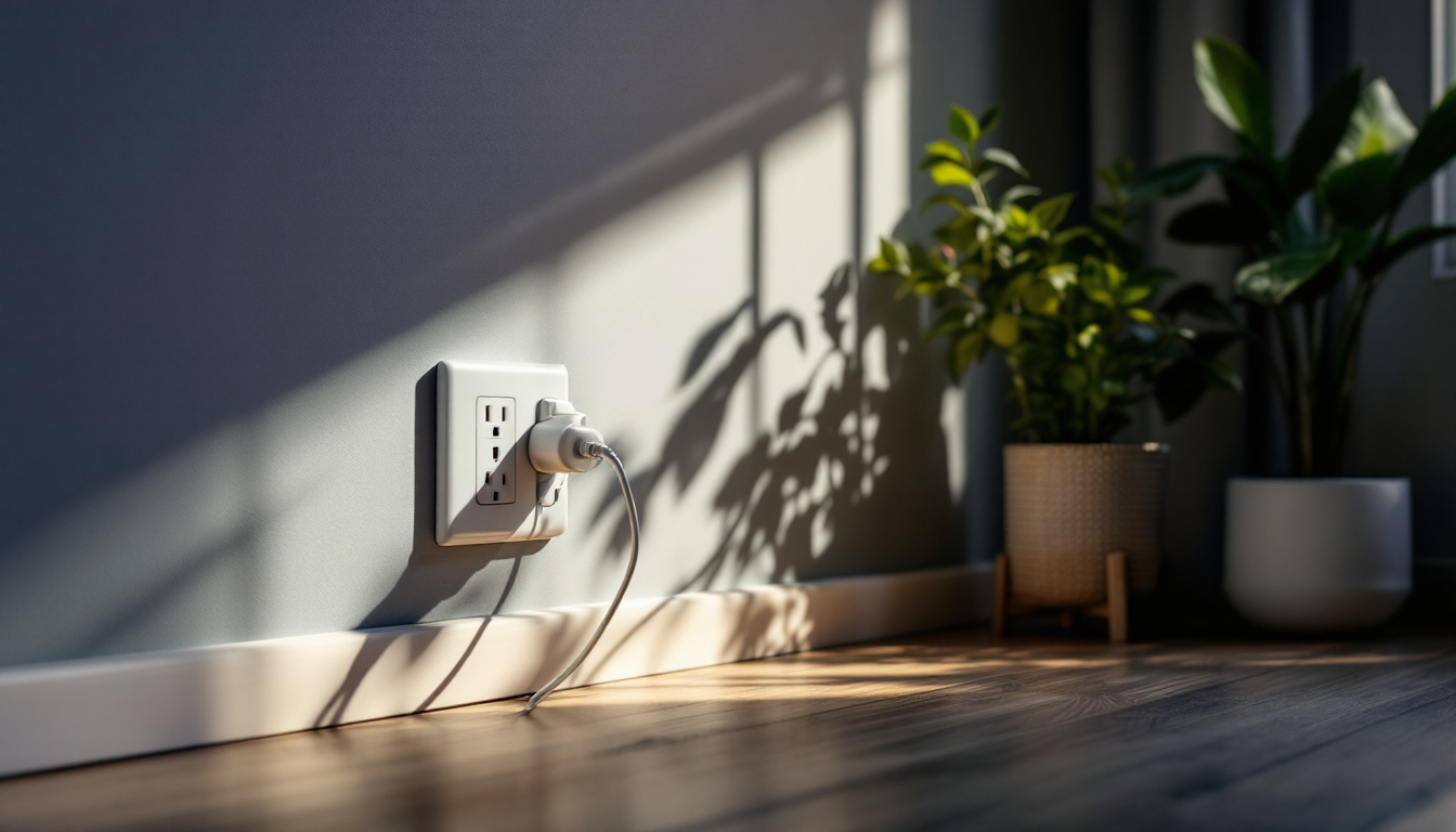 A photograph of a well-lit room showcasing various outlet plugs in use