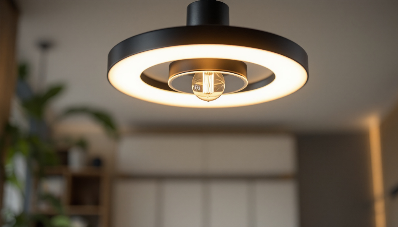 A photograph of a stylish and contemporary light fixture in a well-designed modern interior space