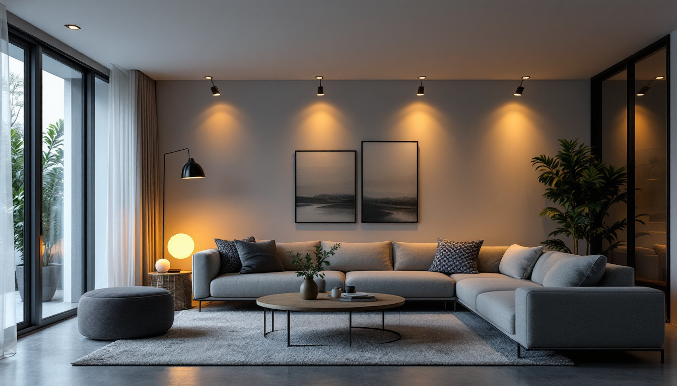 A photograph of a modern living space illuminated by sleek led replacement pot lights