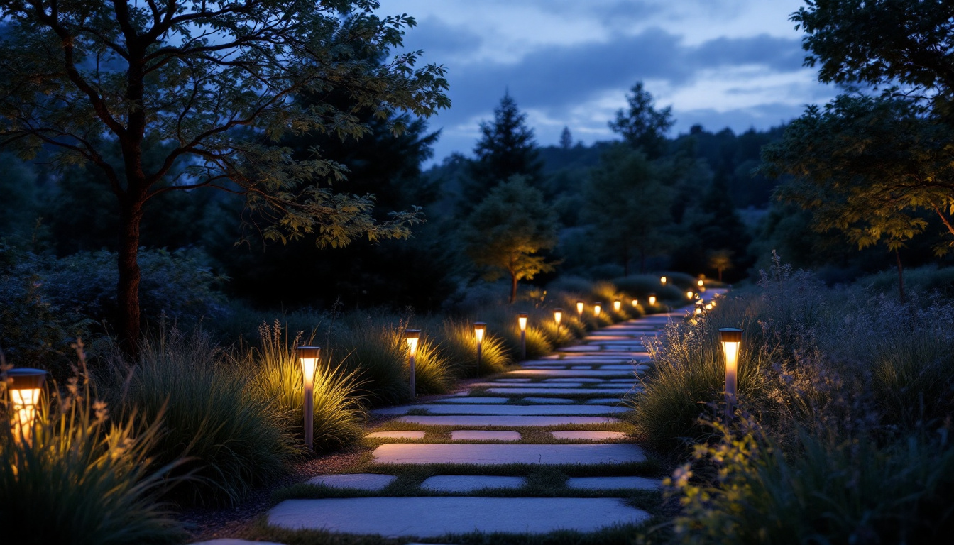 A photograph of a serene outdoor setting at dusk
