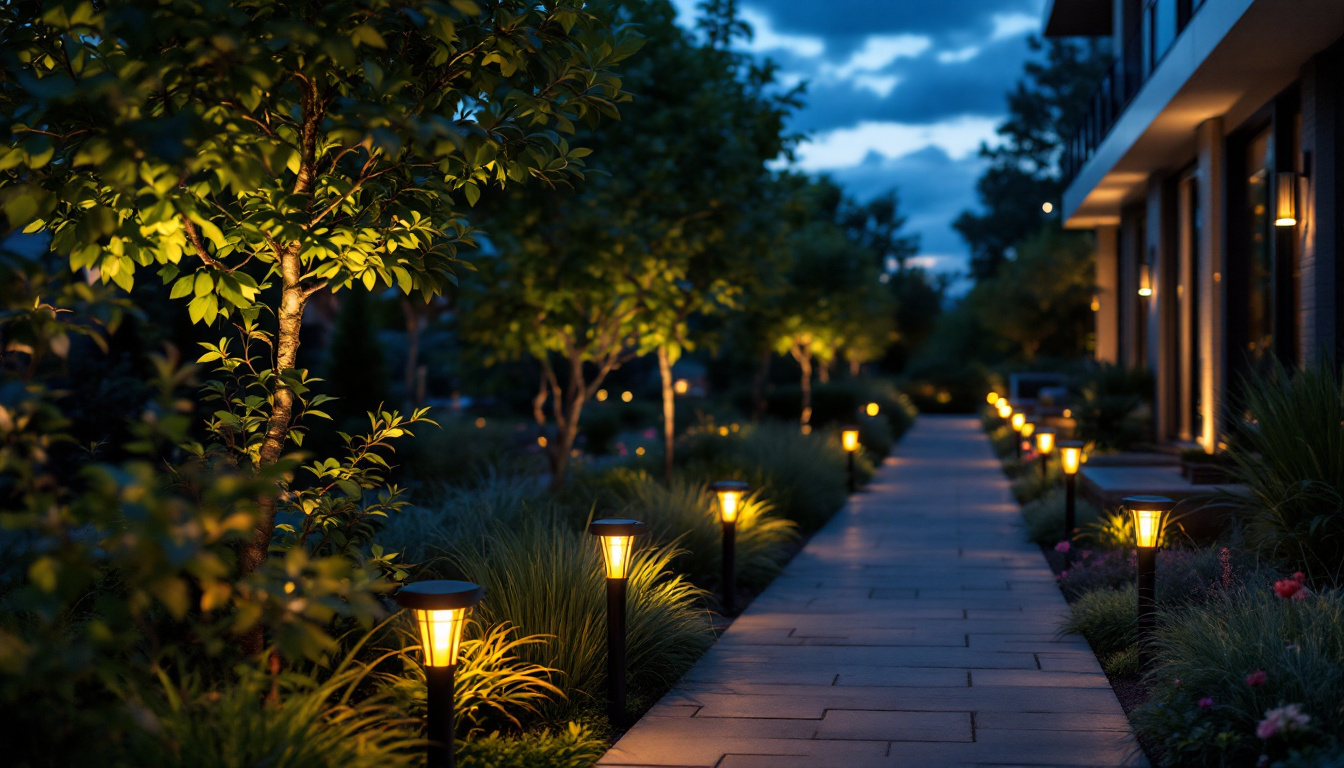A photograph of a beautifully illuminated outdoor space at dusk