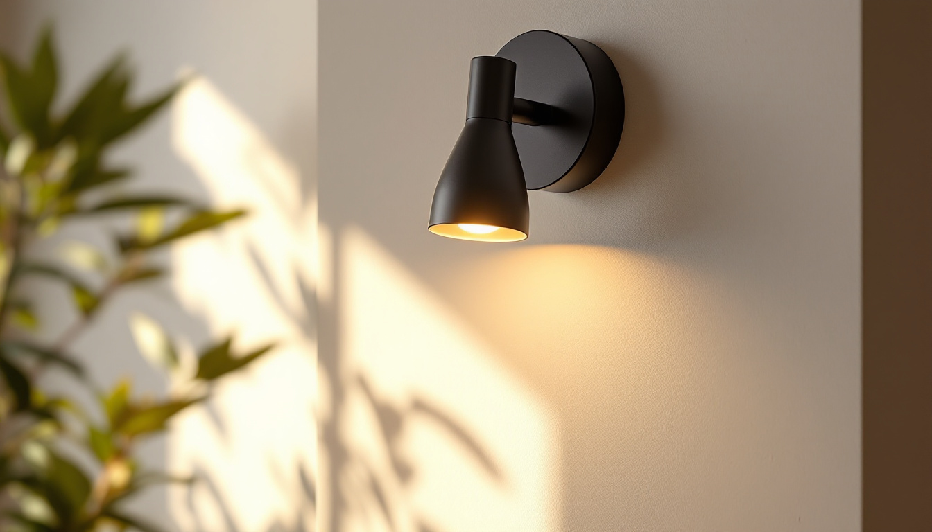 A photograph of a stylishly designed wall-mounted led light illuminating a modern interior space