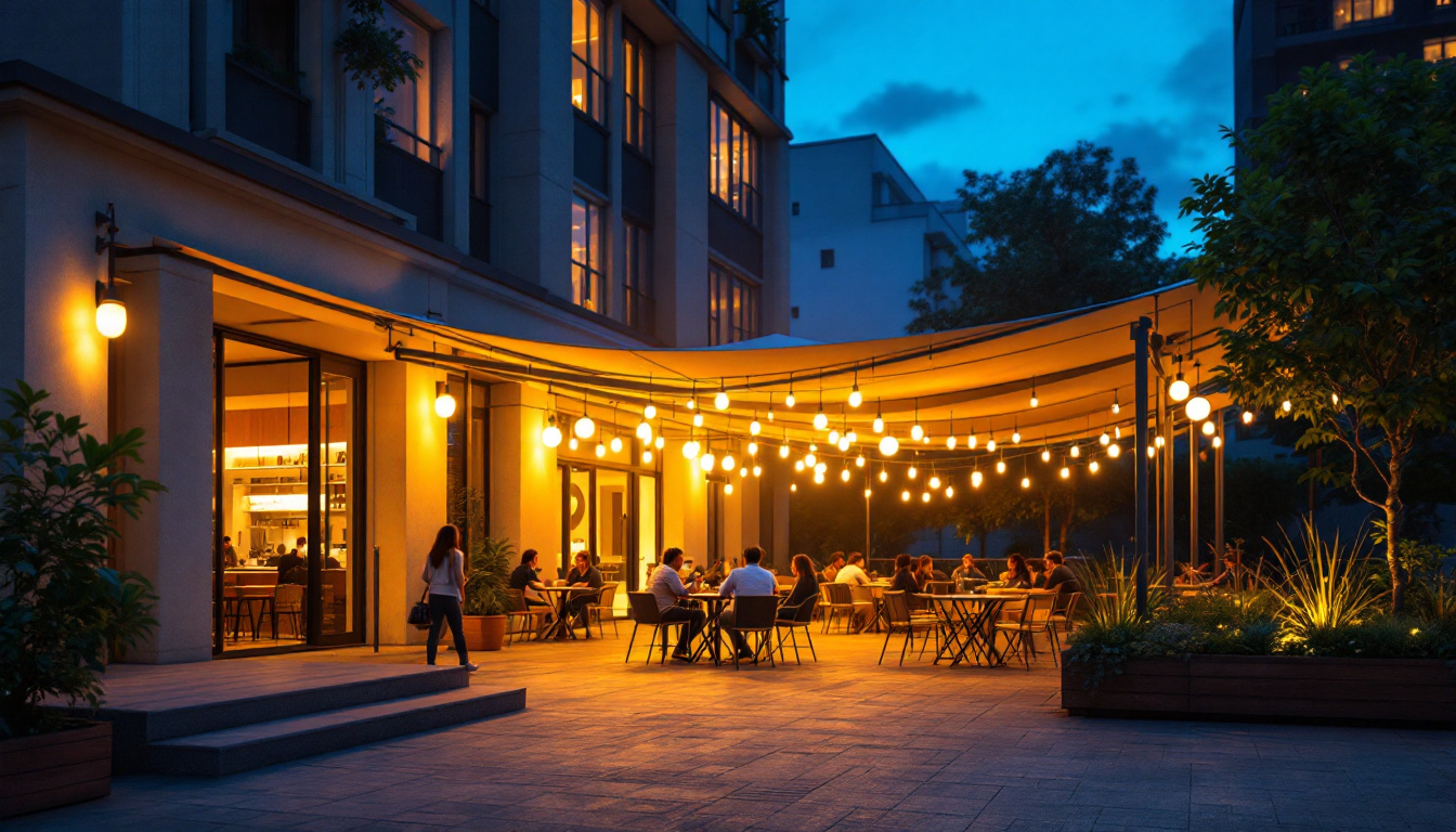 A photograph of a well-lit outdoor space featuring canopy lighting that highlights the area’s ambiance and enhances visibility