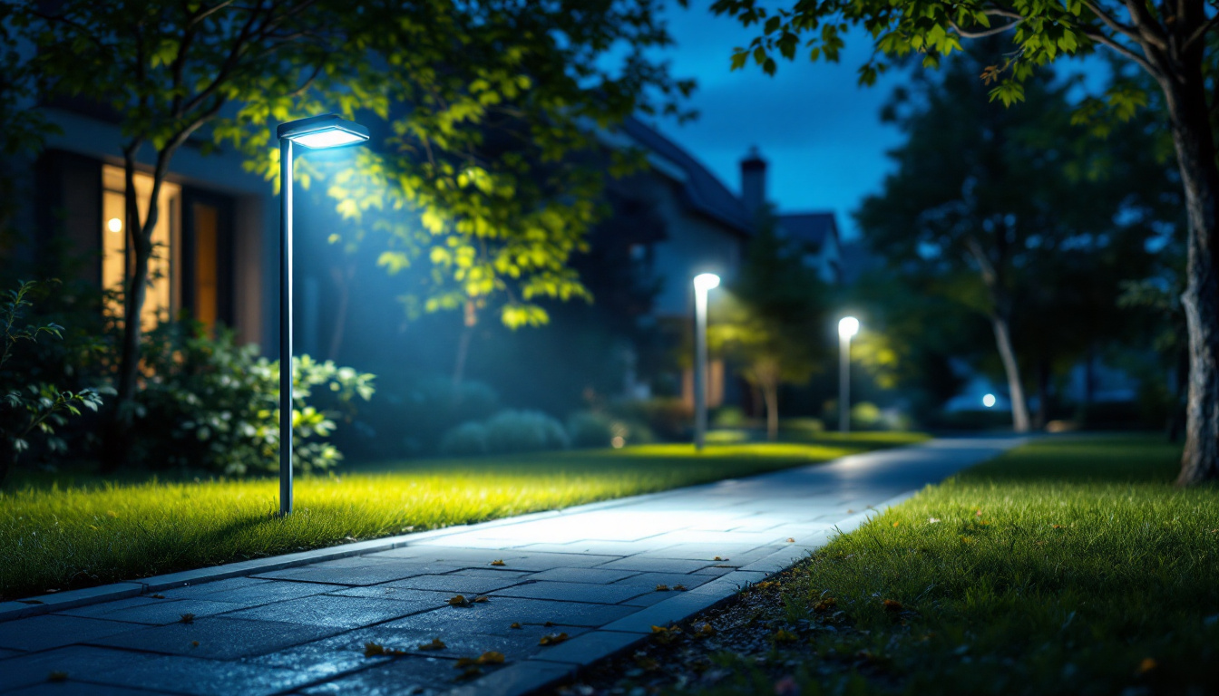 A photograph of a vibrant outdoor scene illuminated by a powerful led floodlight