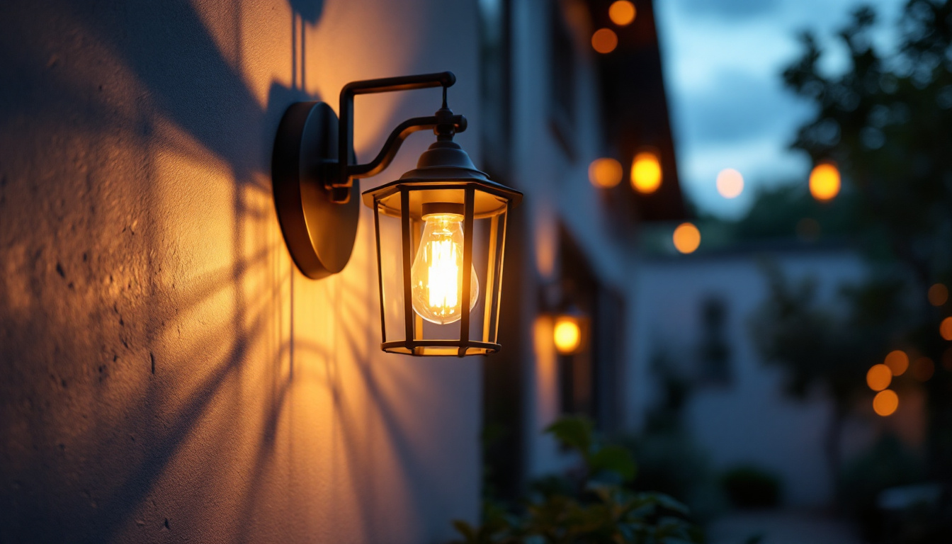 A photograph of a beautifully designed exterior light fixture illuminating an inviting outdoor space