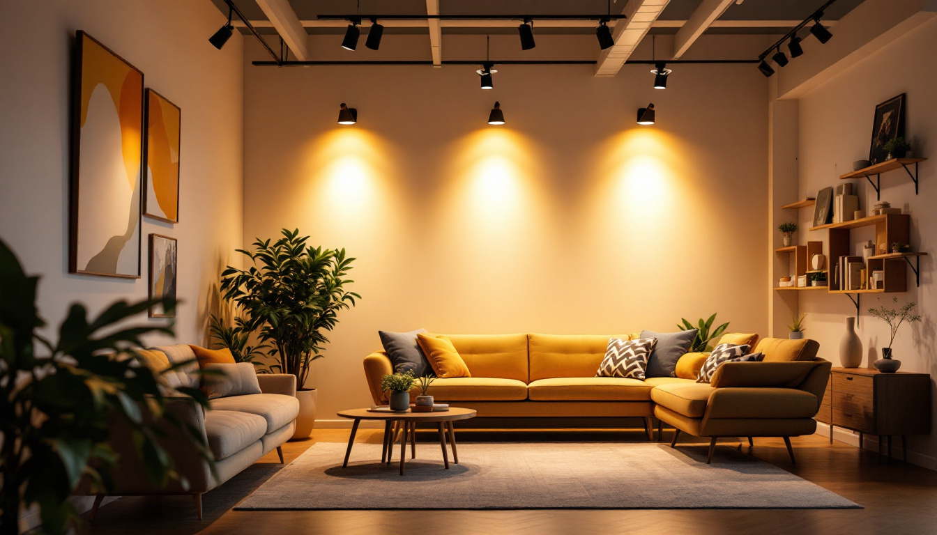 A photograph of a beautifully lit interior space showcasing the warm