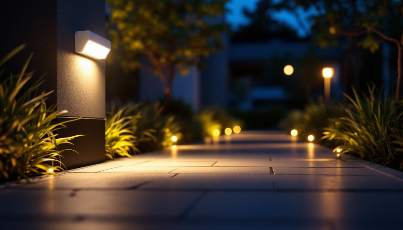 A photograph of a well-lit outdoor setting at dusk