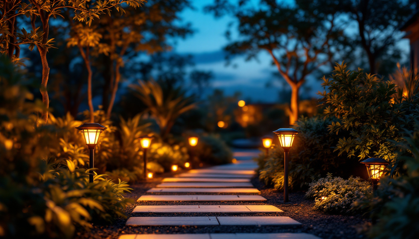 A photograph of a beautifully illuminated outdoor space at dusk
