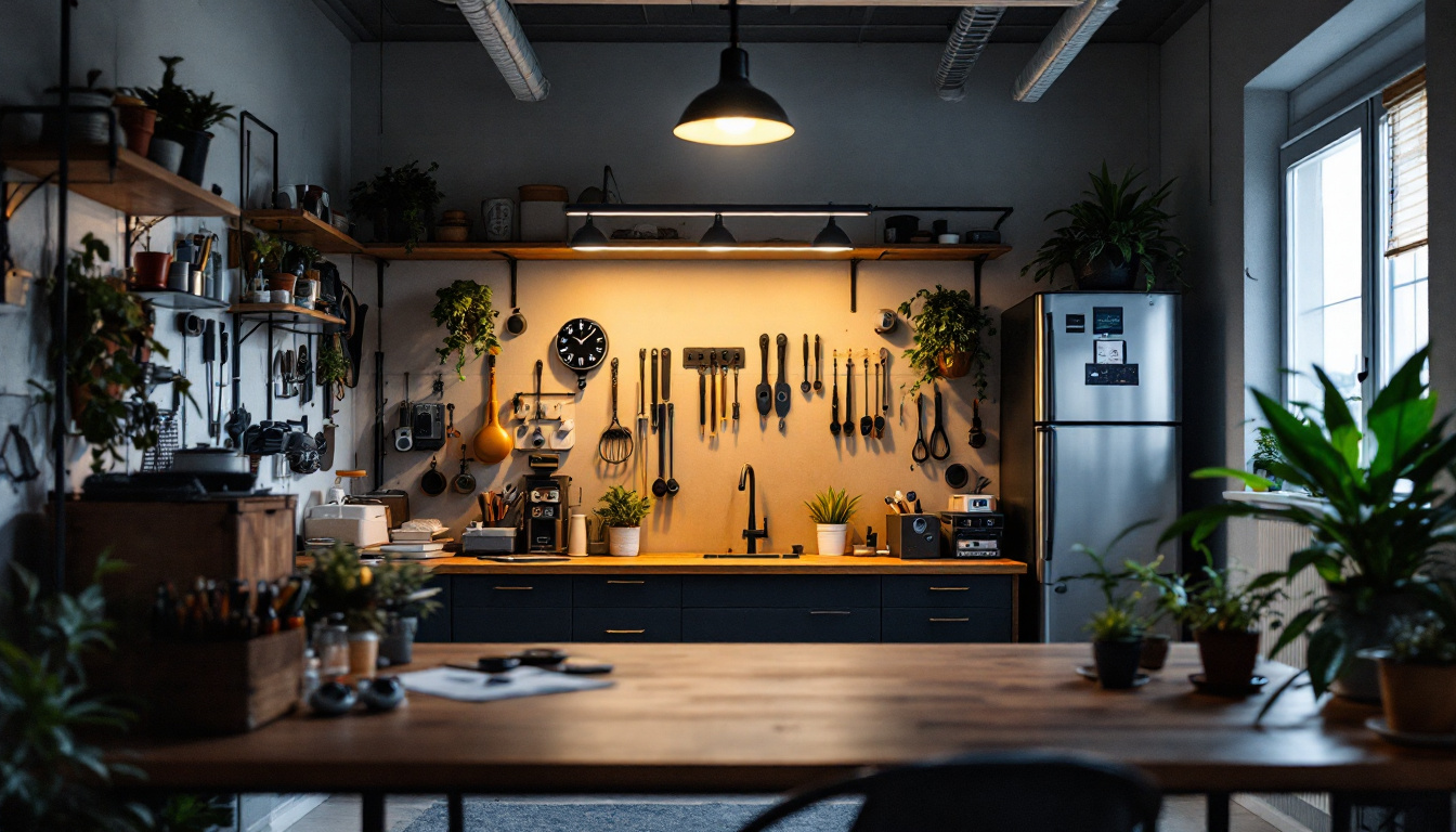 A photograph of a well-lit workspace featuring linkable led shop lights