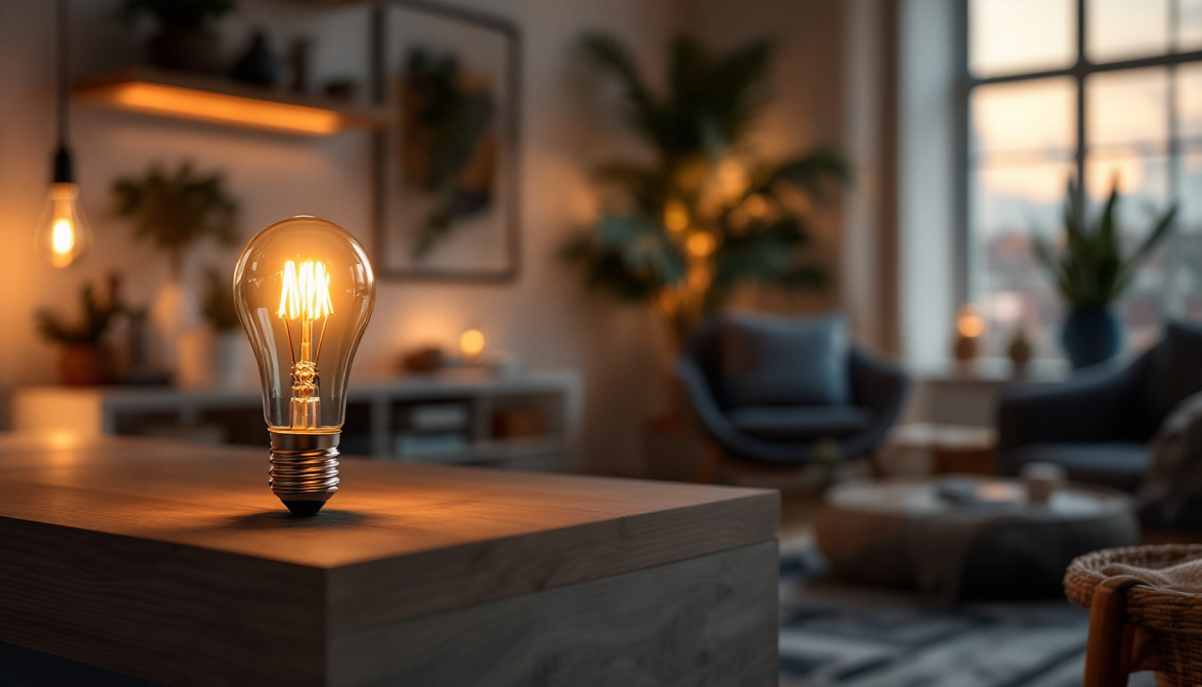 A photograph of a 40-watt type b bulb illuminating a cozy