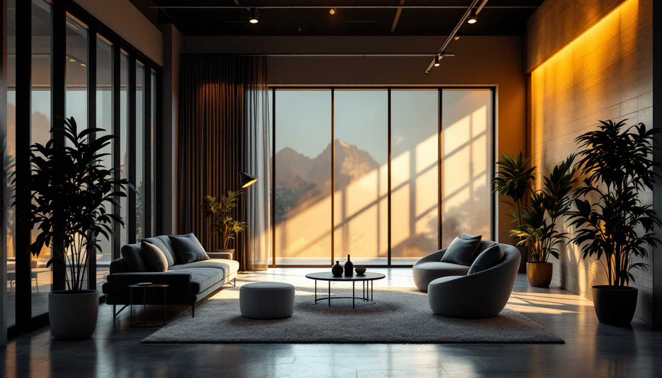 A photograph of a modern indoor space elegantly illuminated by innovative solar lighting solutions