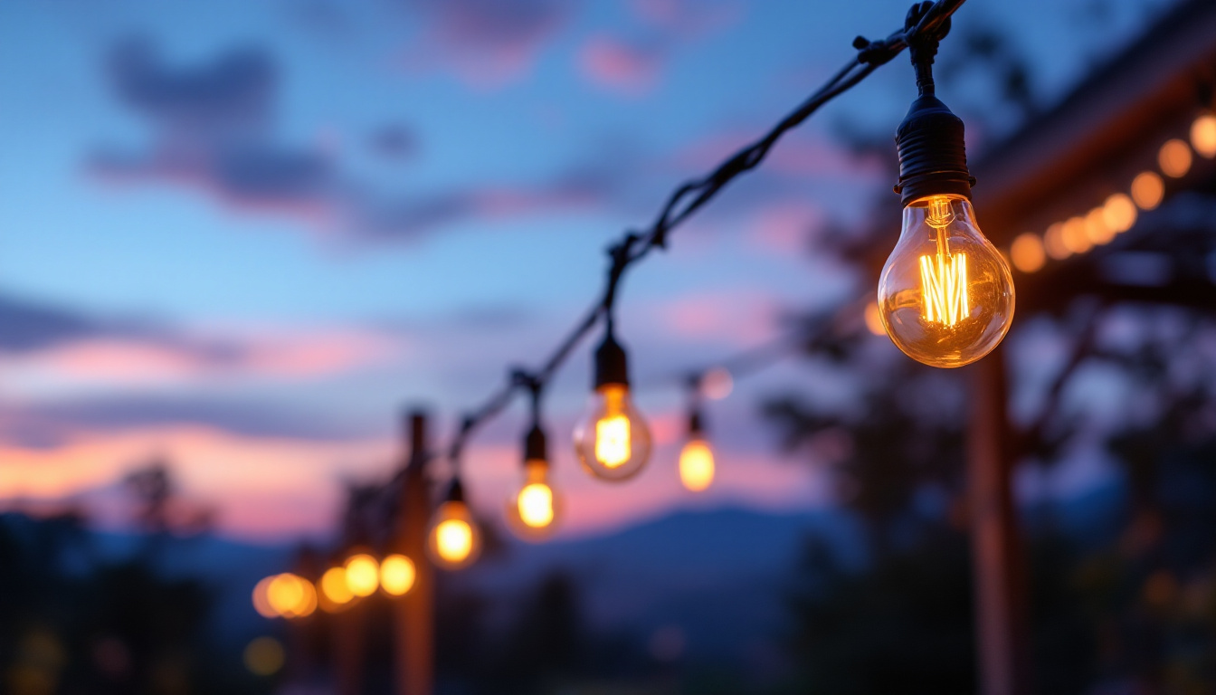 A photograph of a beautifully illuminated outdoor space at dusk