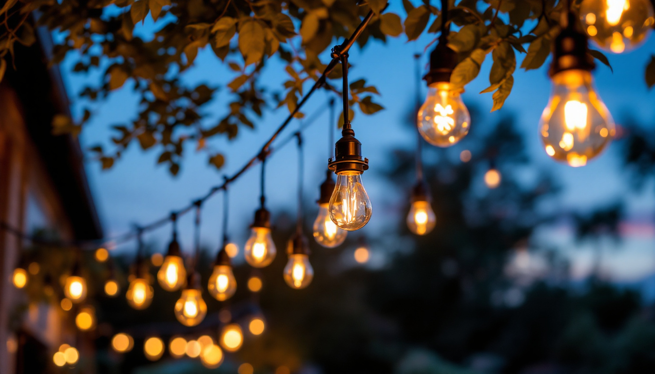 A photograph of a beautifully illuminated outdoor space at dusk