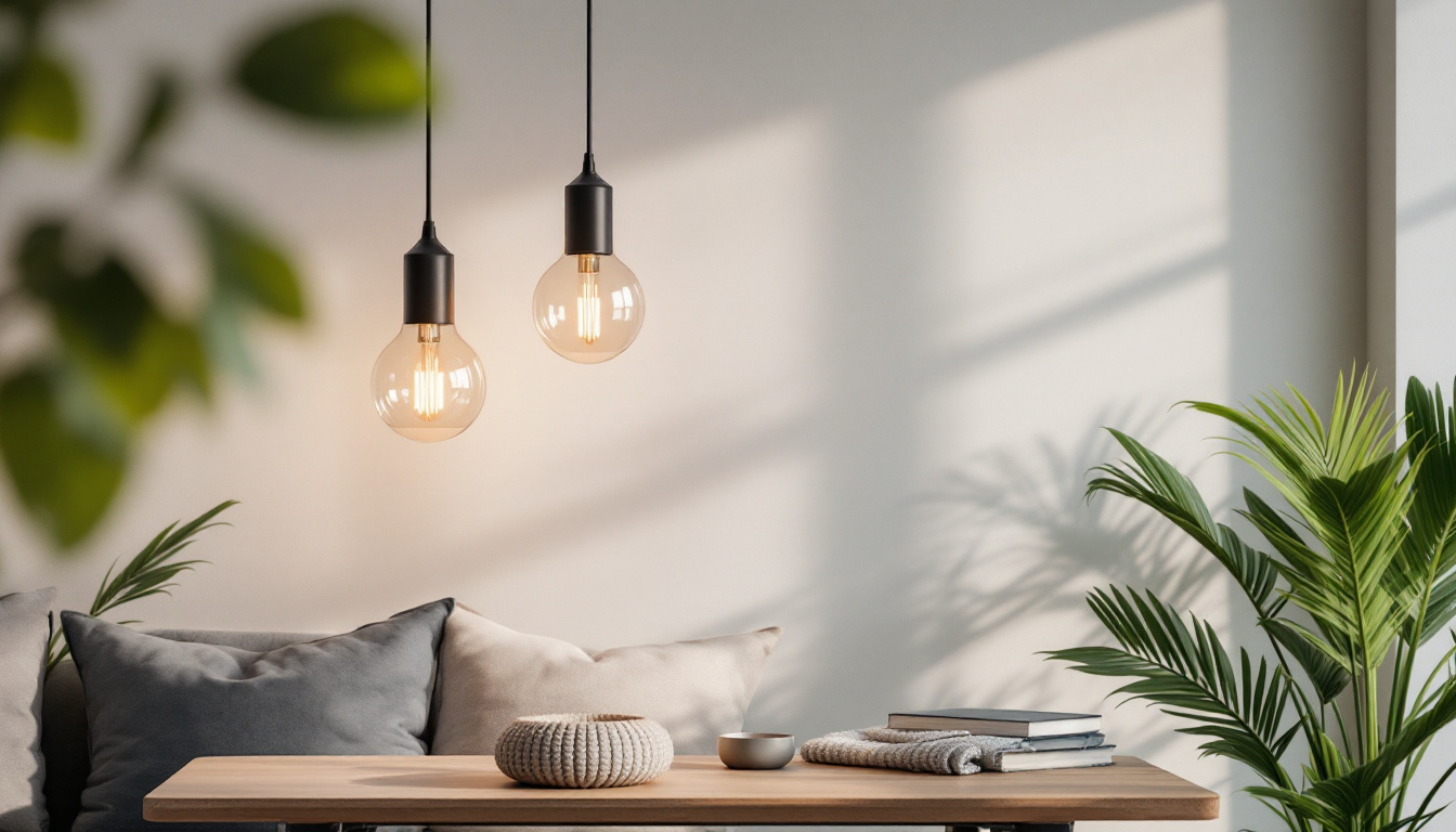 A photograph of a beautifully designed hanging lamp fixture in a stylish interior setting