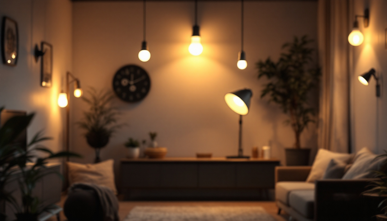 A photograph of a well-lit interior space showcasing various types of pot light bulbs in use