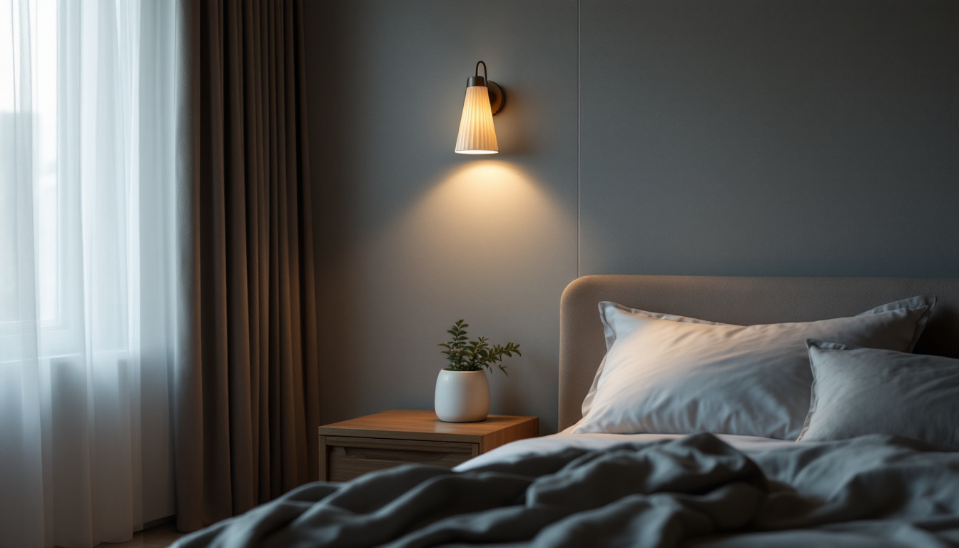 A photograph of a stylish bedroom featuring modern sconce lights that seamlessly blend aesthetics and energy efficiency