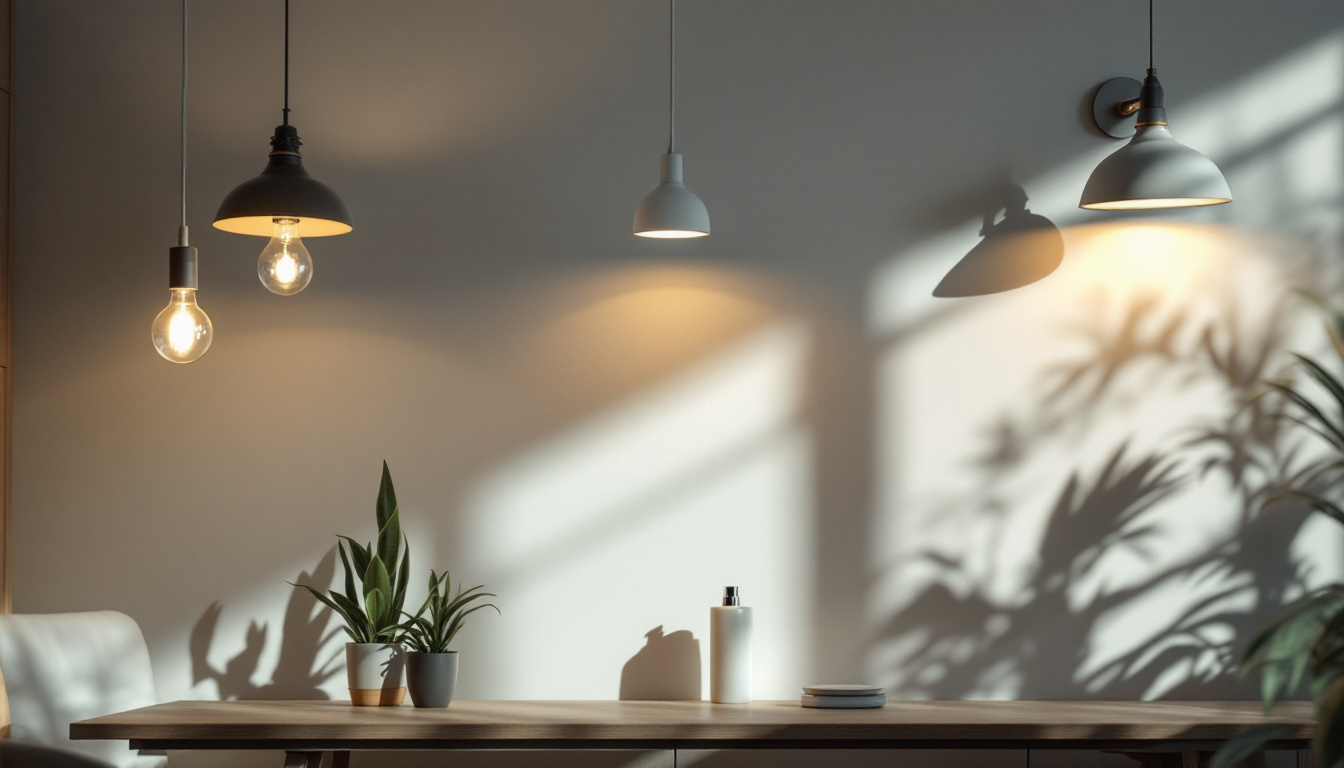 A photograph of a beautifully lit interior space showcasing various lighting fixtures