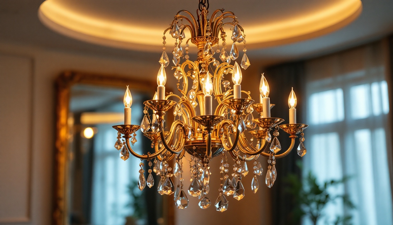 A photograph of a beautifully designed chandelier in a well-lit