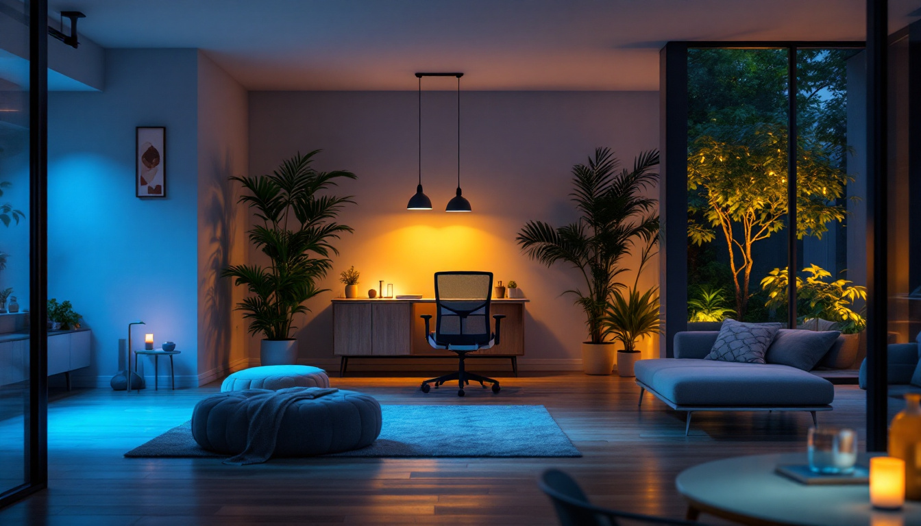 A photograph of a creatively lit space showcasing motion-activated lights in action