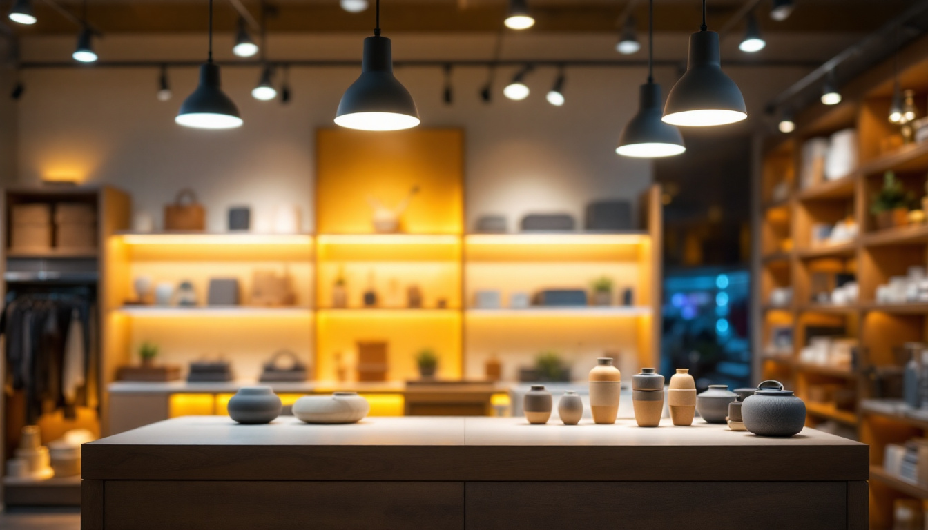 A photograph of a well-lit retail space showcasing vibrant shop led lights in action
