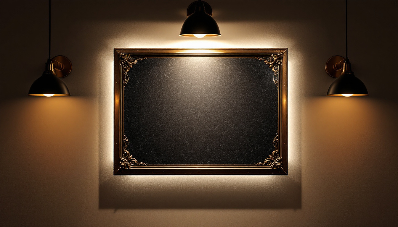 A photograph of a beautifully illuminated plaque mounted on a wall