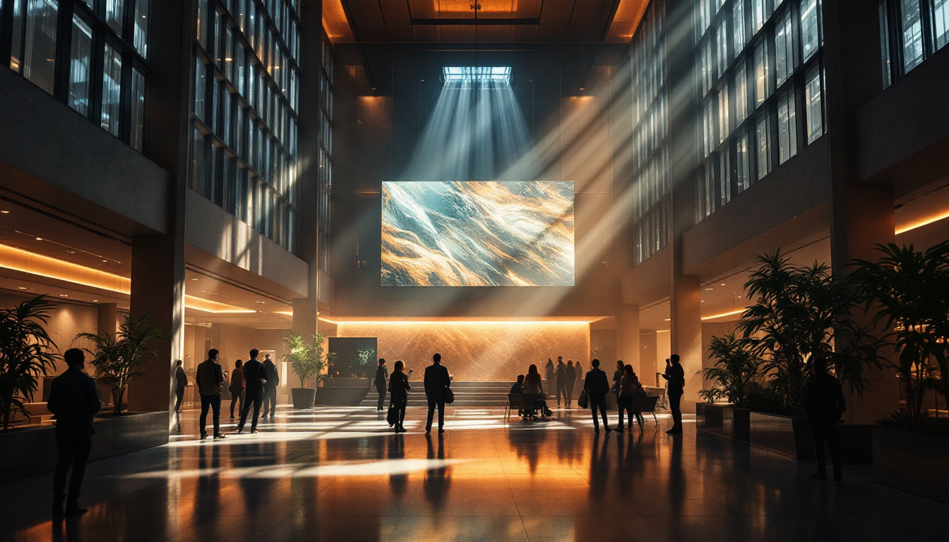 A photograph of a beautifully illuminated indoor space where upward lighting enhances architectural features