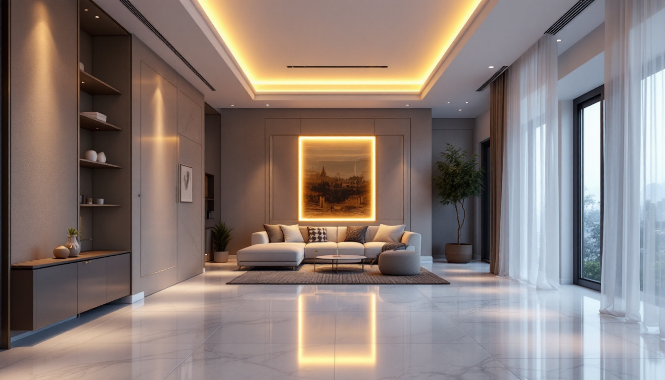 A photograph of a beautifully designed interior space featuring recessed lighting