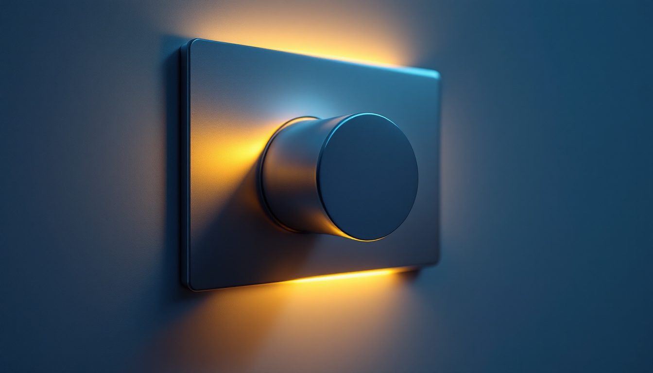 A photograph of a modern dimmer switch in action