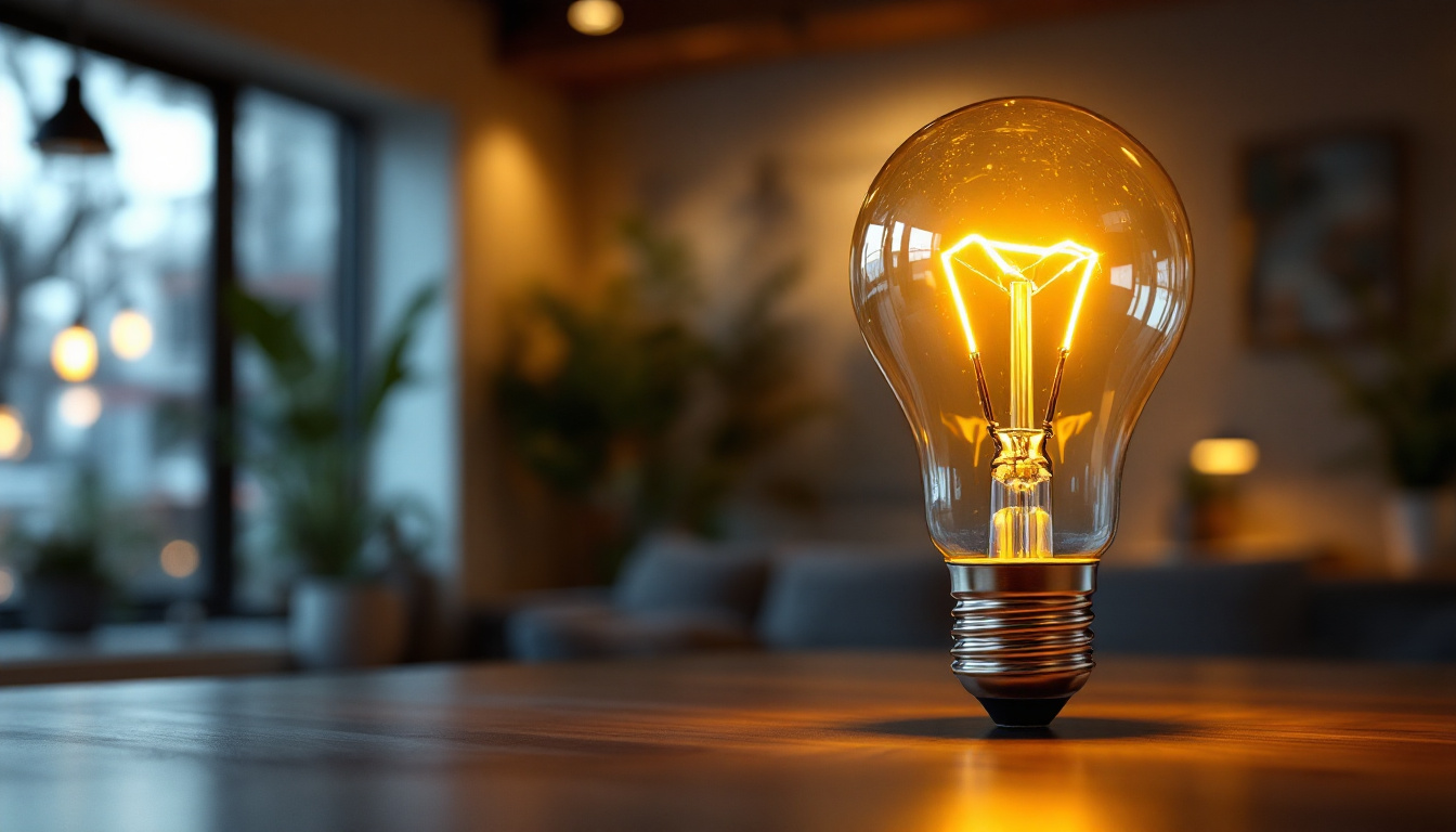 A photograph of a type g bulb illuminating a modern