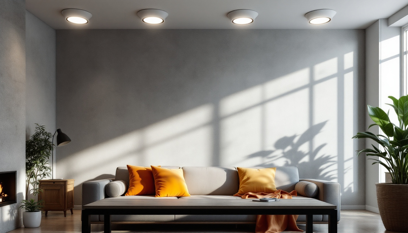A photograph of a modern interior showcasing various styles of recessed light trims in different settings