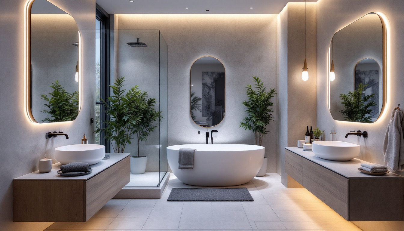A photograph of a beautifully designed bathroom showcasing various led lighting solutions