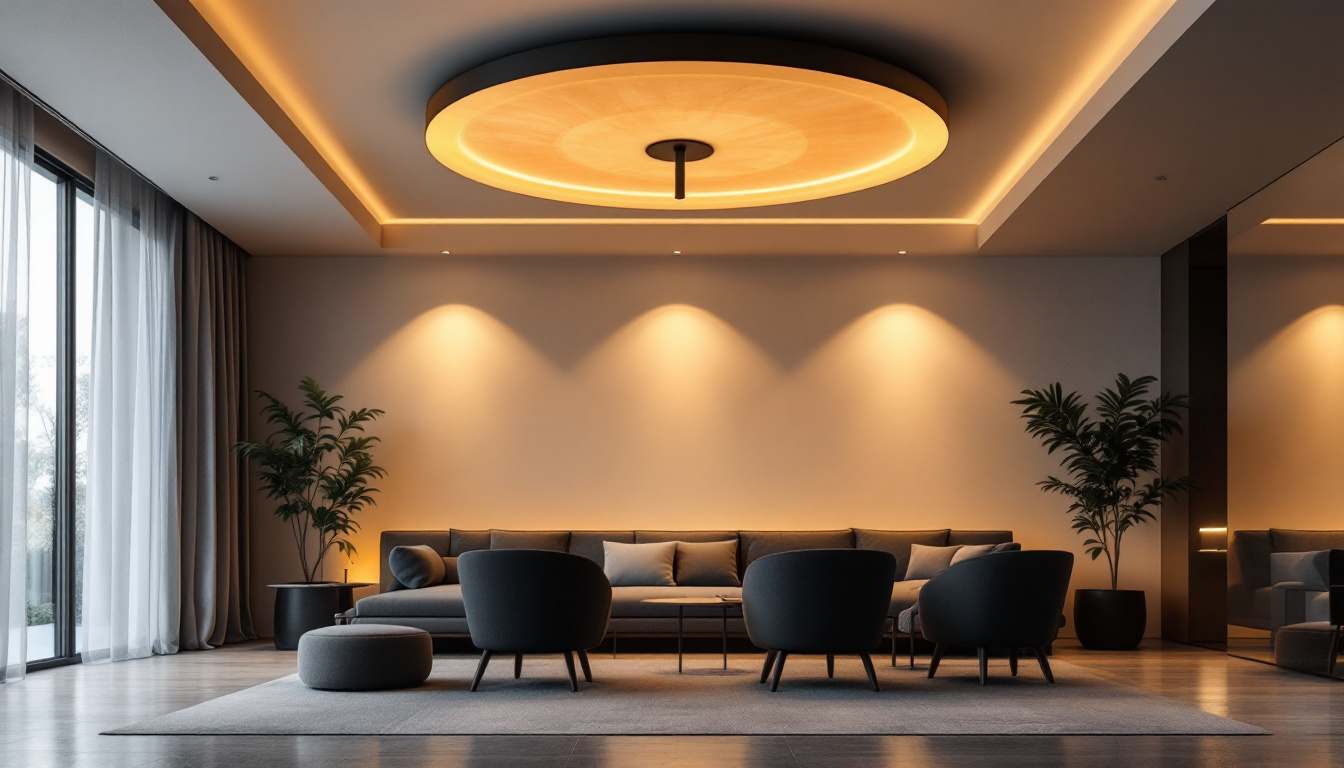 A photograph of a beautifully designed room featuring modern ceiling light fixtures that enhance the space's ambiance