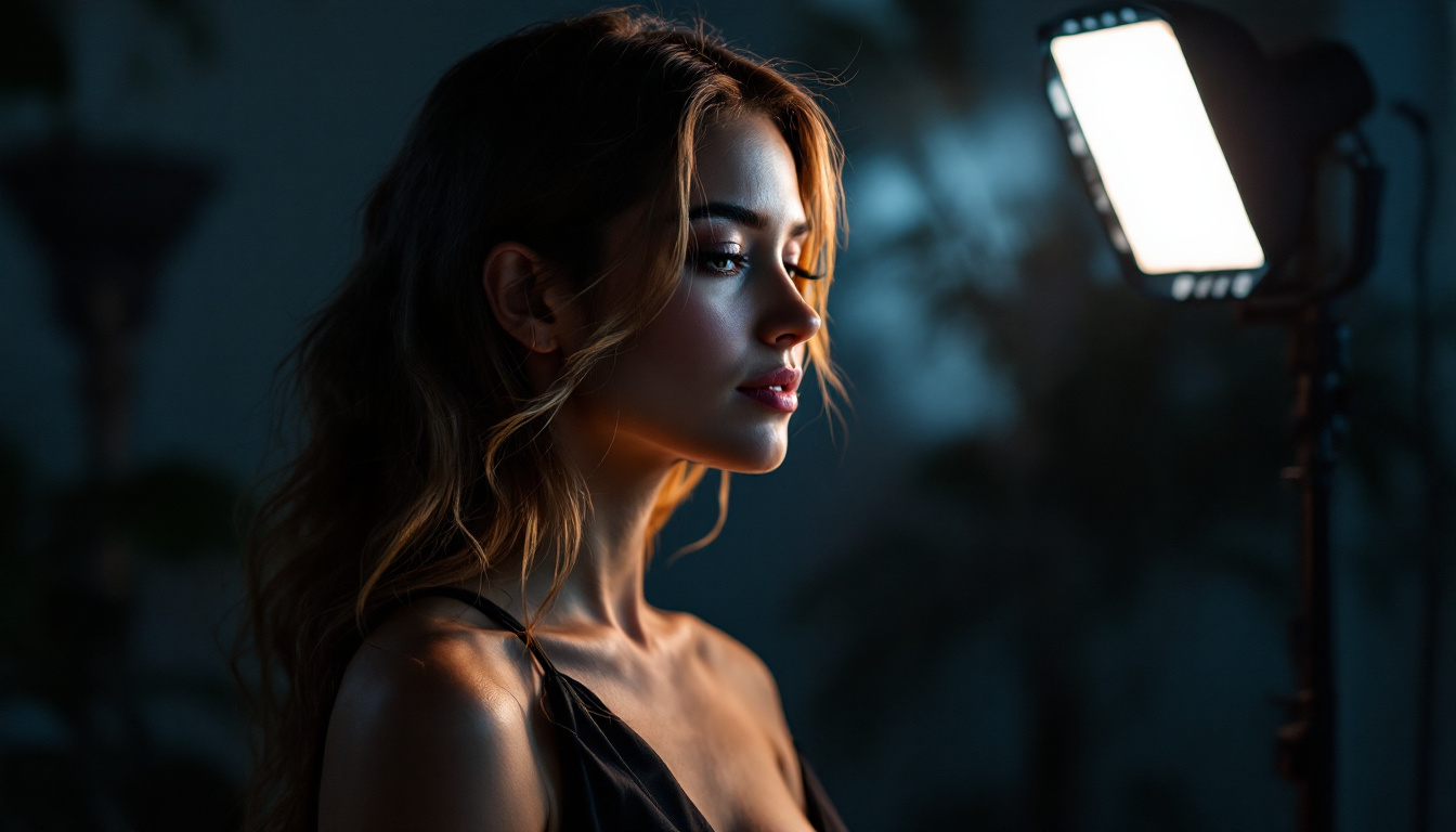 A photograph of a modern split 3-way lighting setup in action