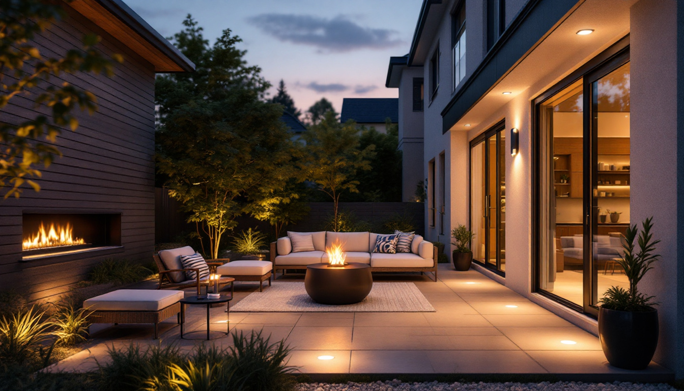 A photograph of a beautifully lit outdoor space showcasing the amazon.com 6-in recessed led retrofit lights in action