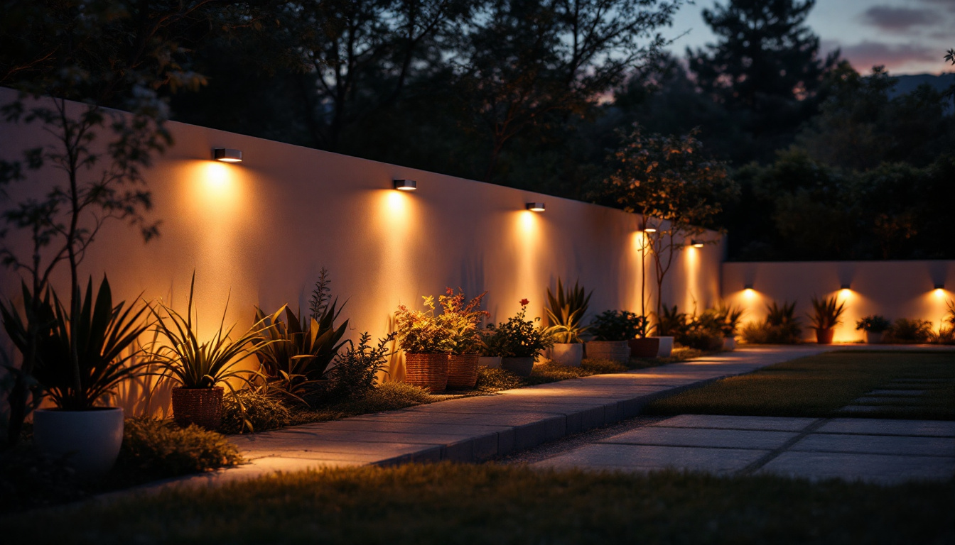 A photograph of a beautifully illuminated outdoor space featuring stylish led wall downlights