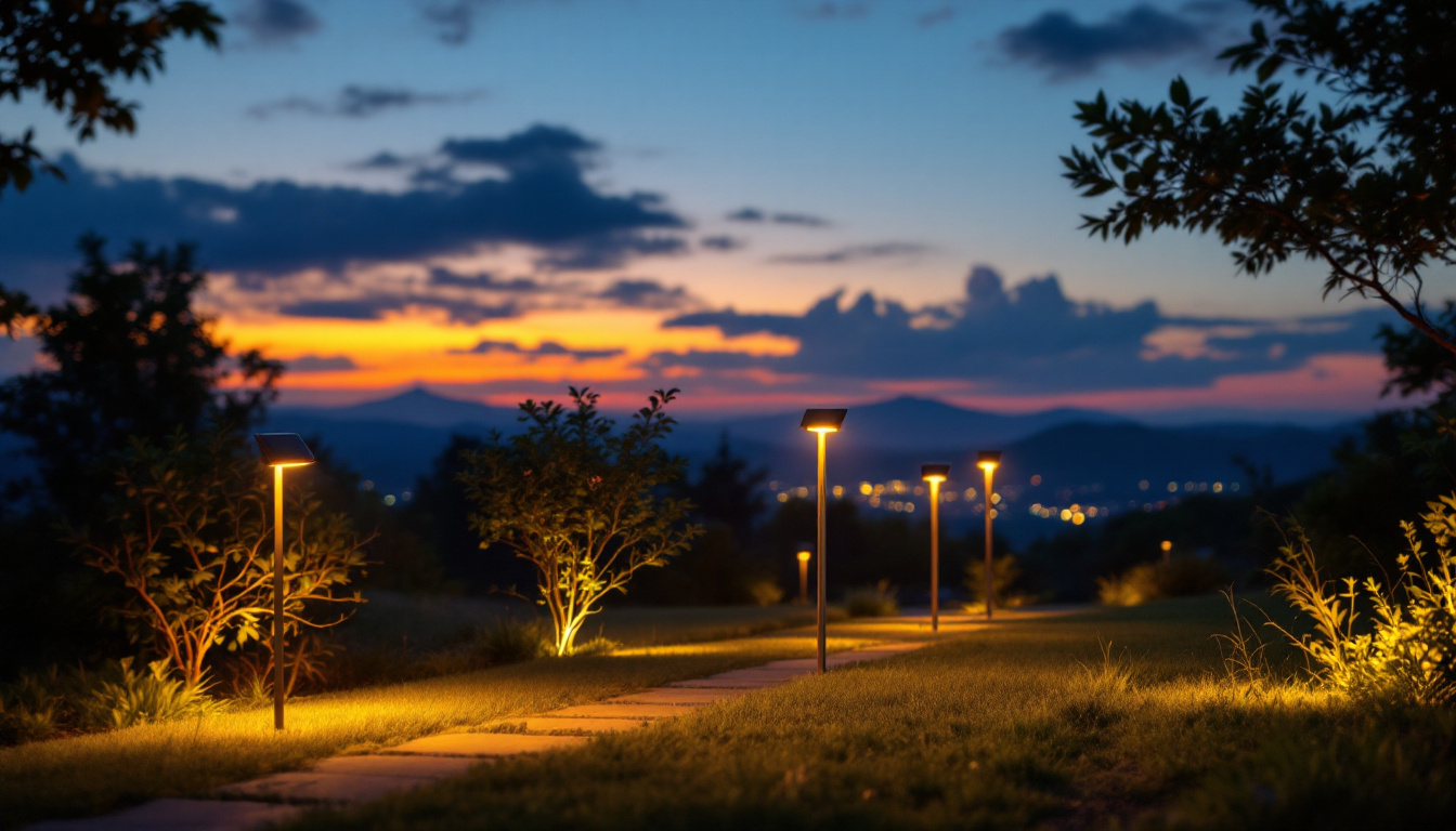 A photograph of a beautifully illuminated outdoor space at dusk