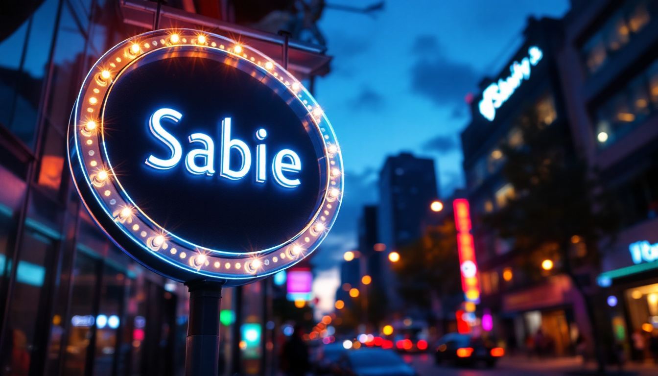 A photograph of capture a photograph of a modern sign illuminated by innovative lighting techniques
