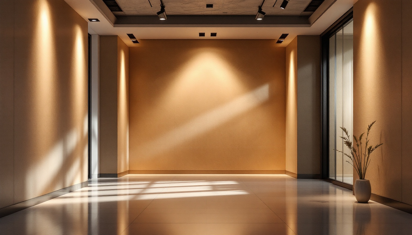 A photograph of a beautifully designed interior space showcasing recessed lights that highlight the aesthetic appeal and functional ambiance