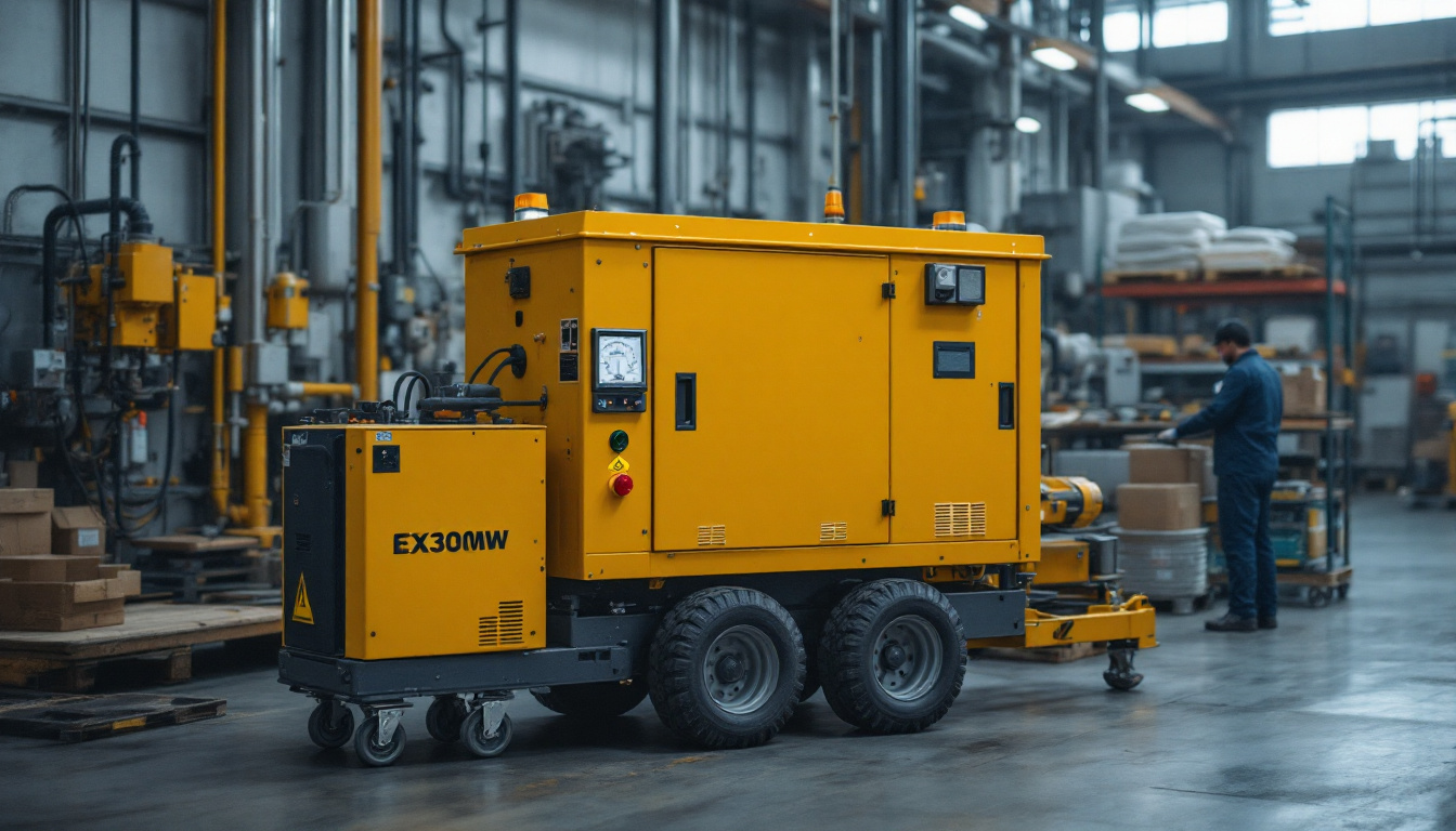 A photograph of a well-organized industrial workspace featuring the ex 300w a3d50d120 class 1 div 1 equipment in action