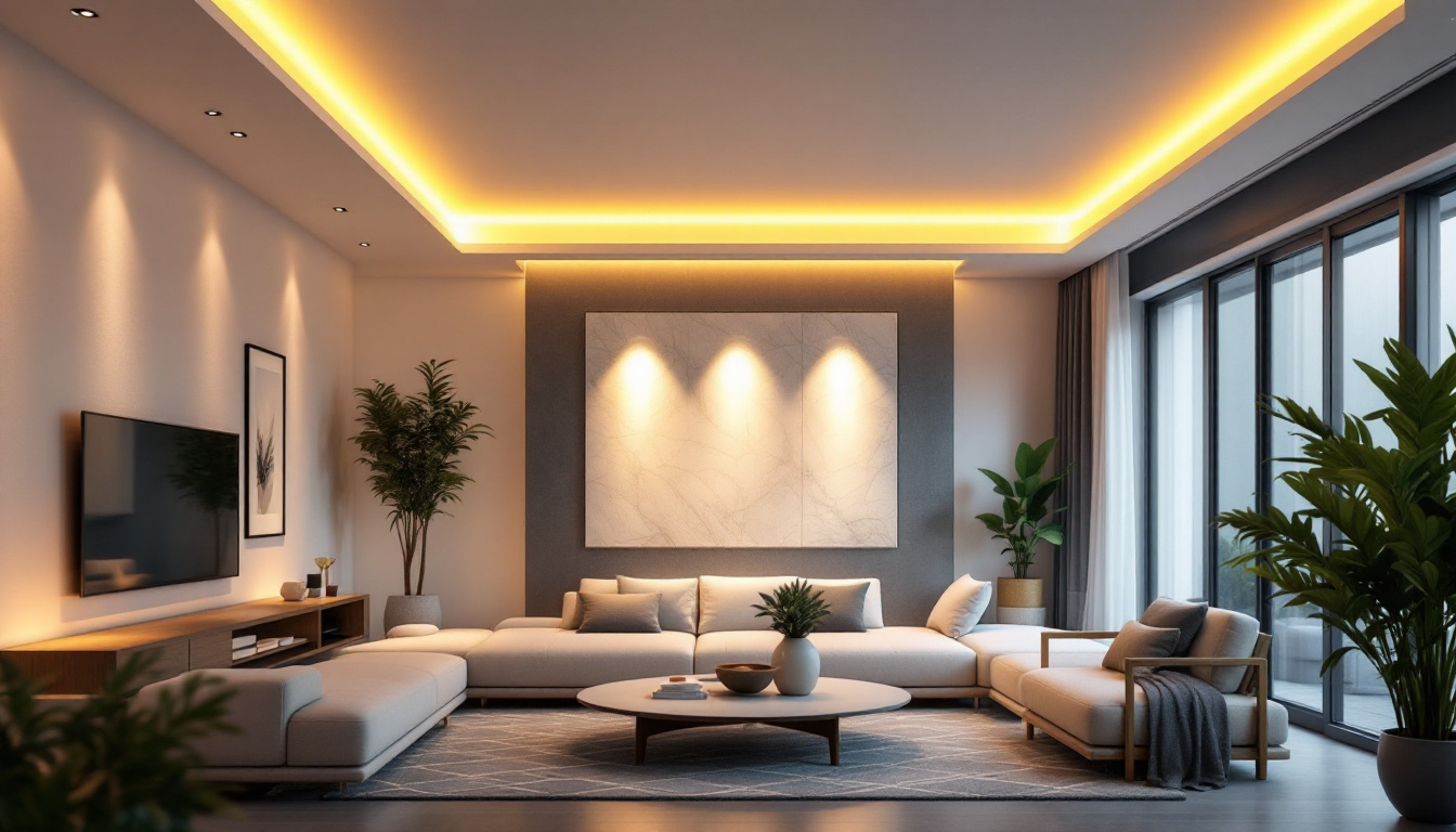 A photograph of a well-lit room showcasing a modern recessed can light installation