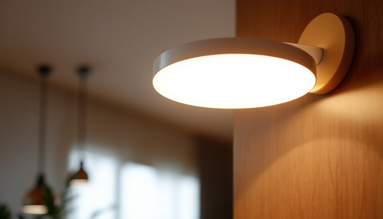 A photograph of a modern led lighting fixture illuminating a stylish interior space