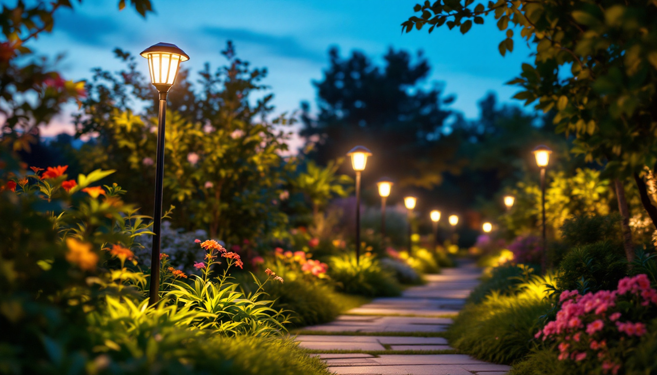 A photograph of a beautifully illuminated outdoor space at dusk