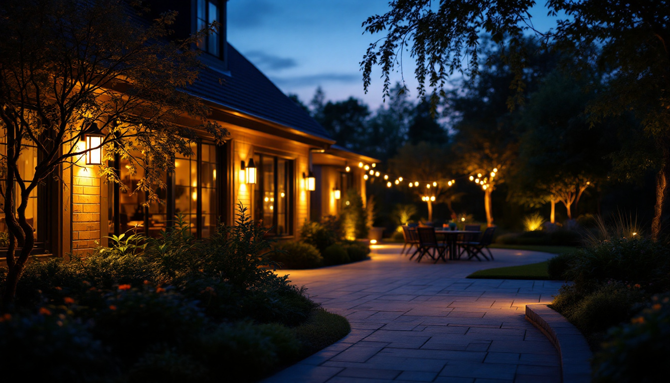 A photograph of a beautifully illuminated outdoor space at dusk