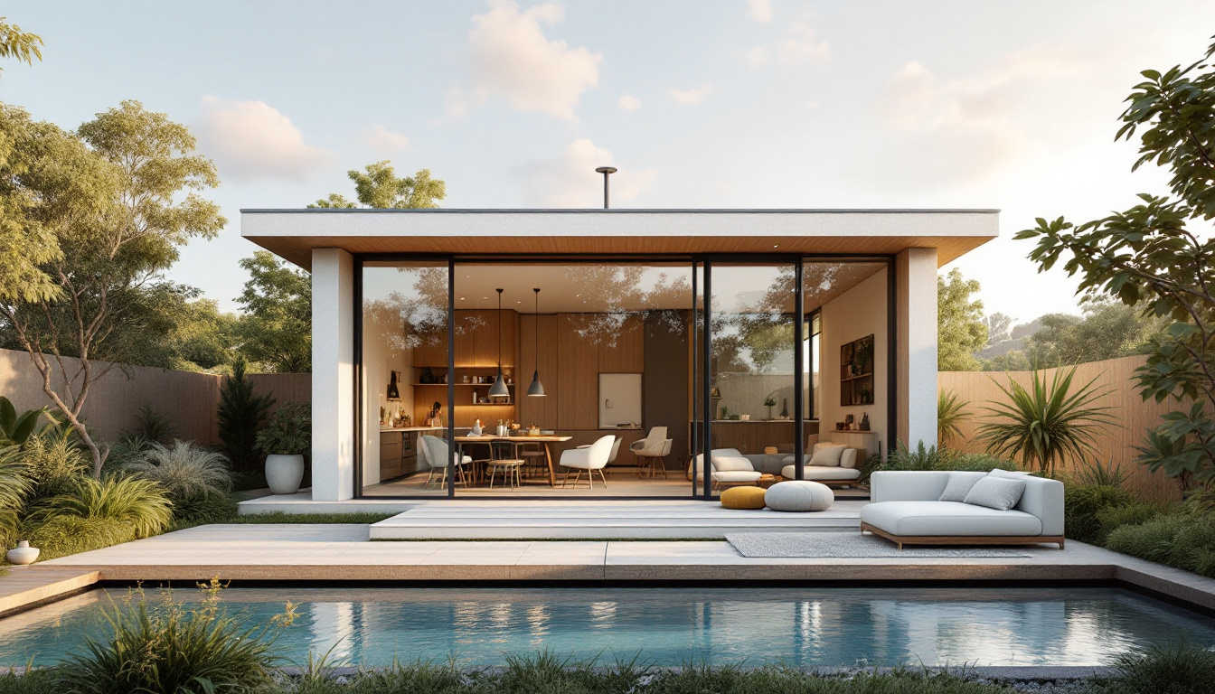 A photograph of a beautifully designed outdoor house seamlessly integrated into various settings