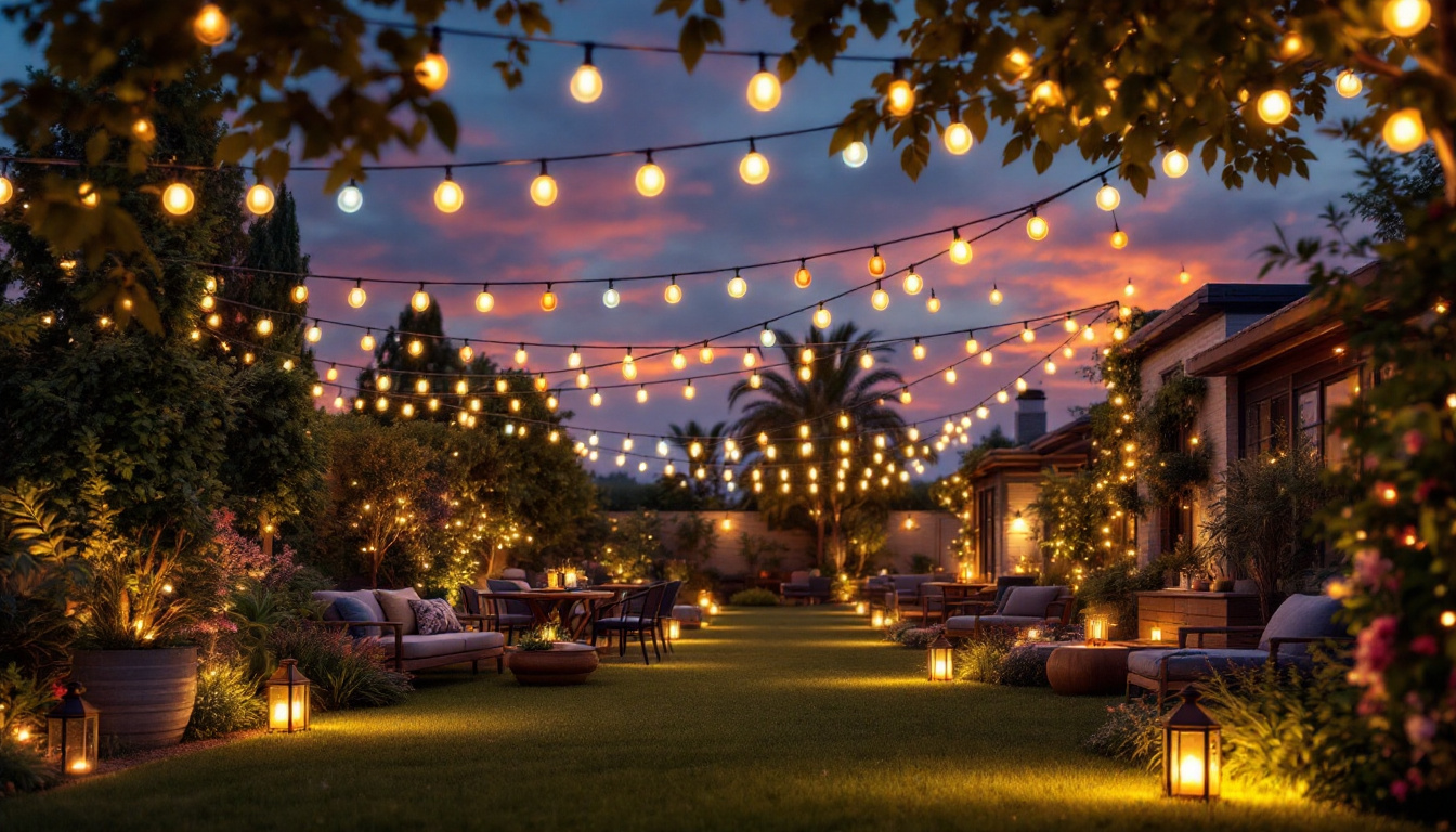 A photograph of a beautifully illuminated outdoor space at dusk