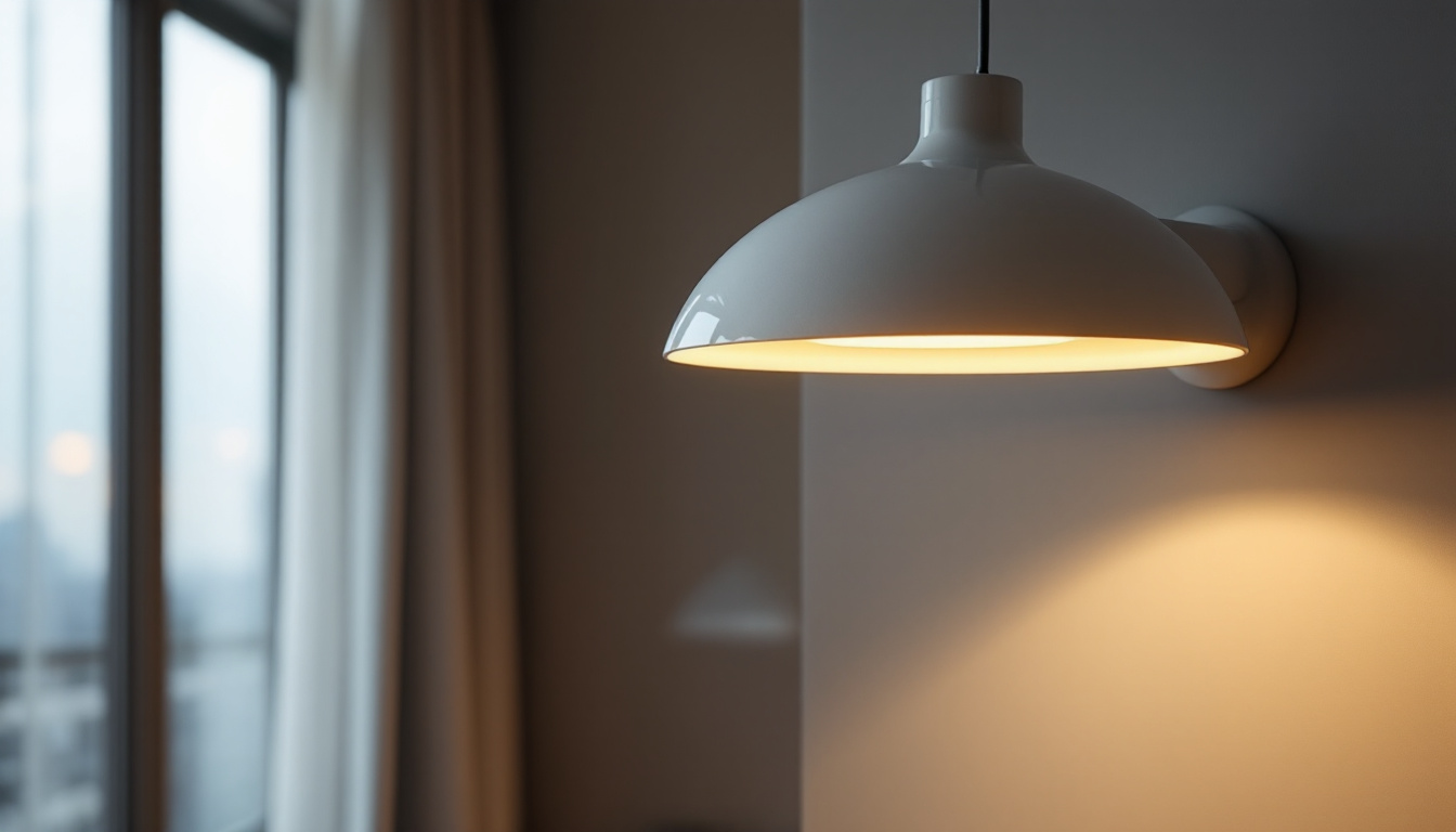 A photograph of a modern lighting fixture in a stylish interior setting